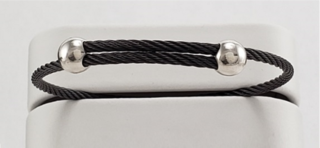 Titanium Memory Shape Cable Bracelet with Silver Beads