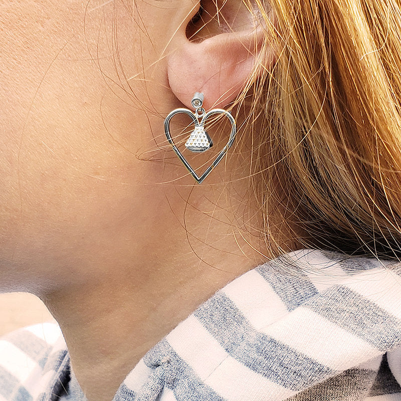 Equine .75" Dangle Earrings with Cubic Zirconia - Silver
