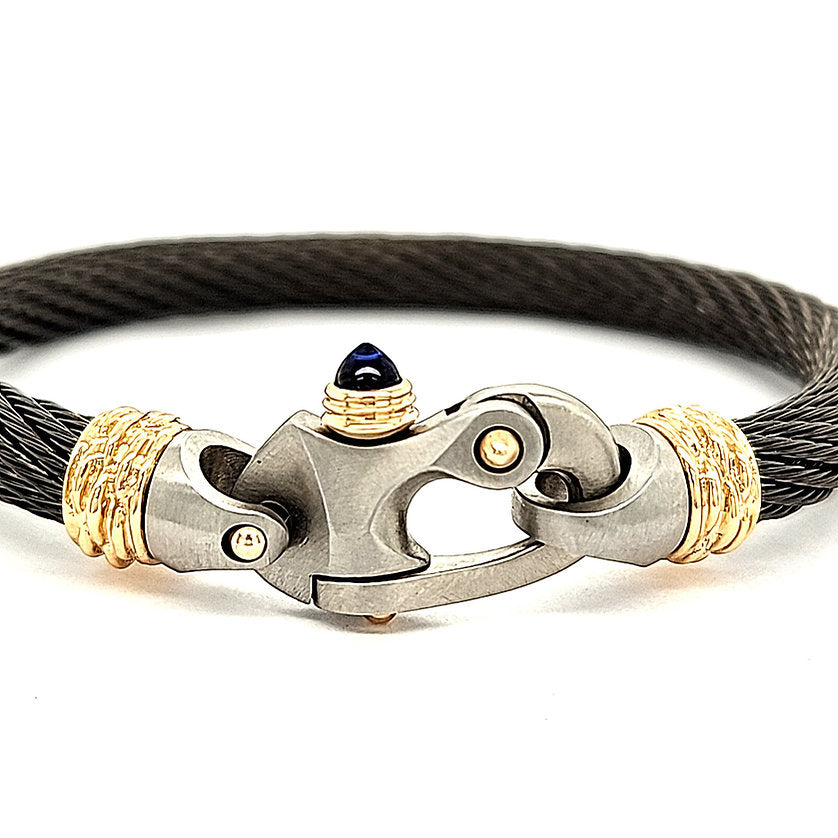 Live Wire 6.5mm Cable Bracelet with Mariner's Clasp® and 14K Gold Ferrules