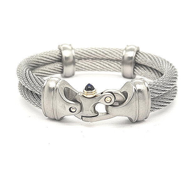 Live Wire 6.5mm Double Cable Bracelet with Mariner's Clasp® & 14KY Accents