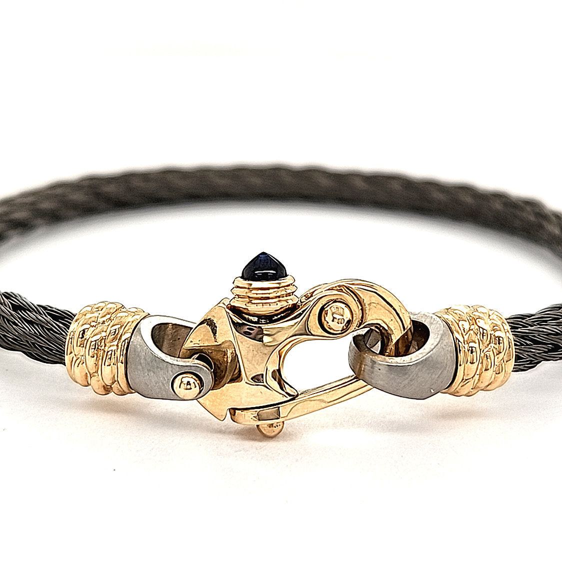 Nouveau Braid® 4.5mm Cable Bracelet with 14KT Gold Mariner's Clasp® and 14KT Ferrules