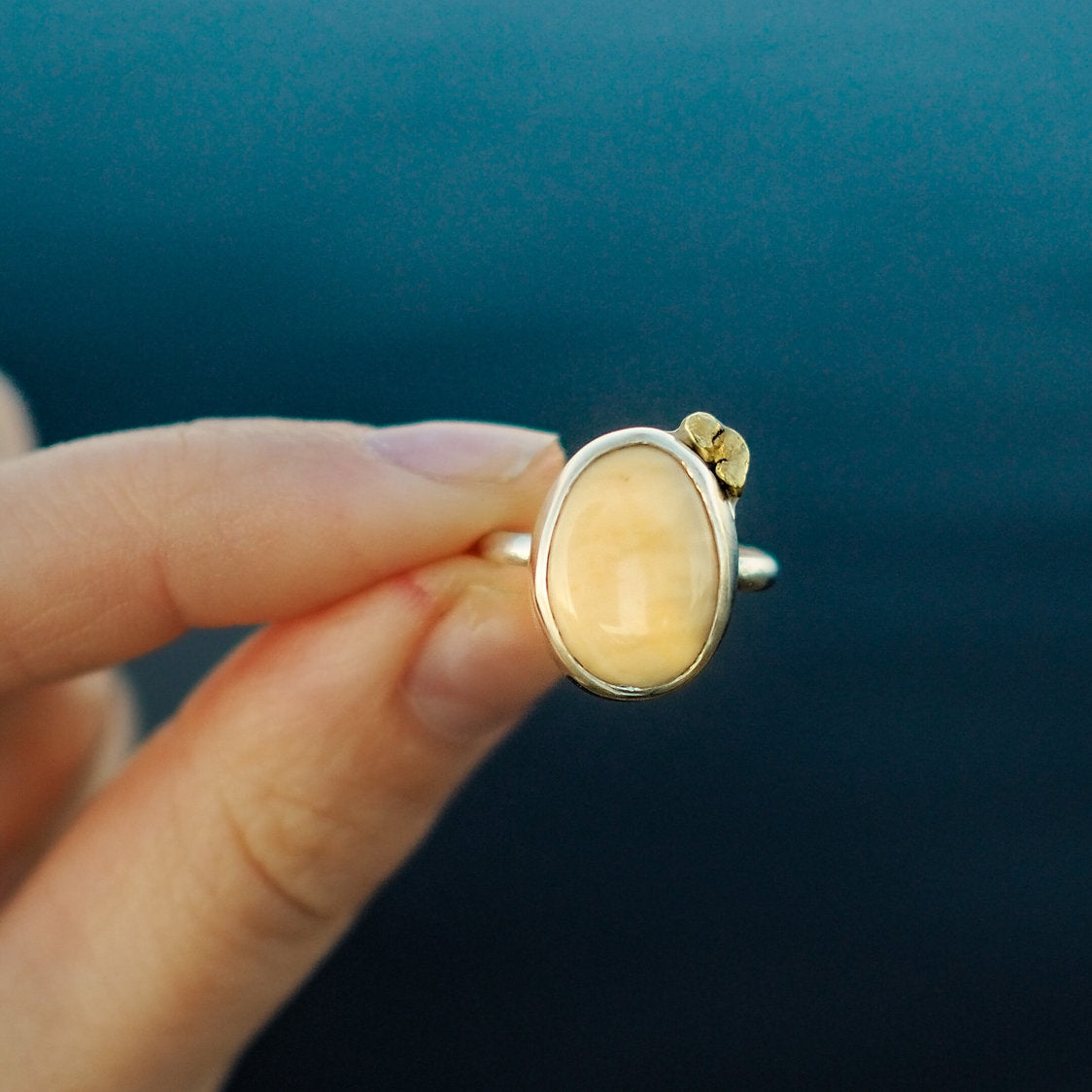 Woolly Mammoth ring w/ Alaskan Gold Nugget