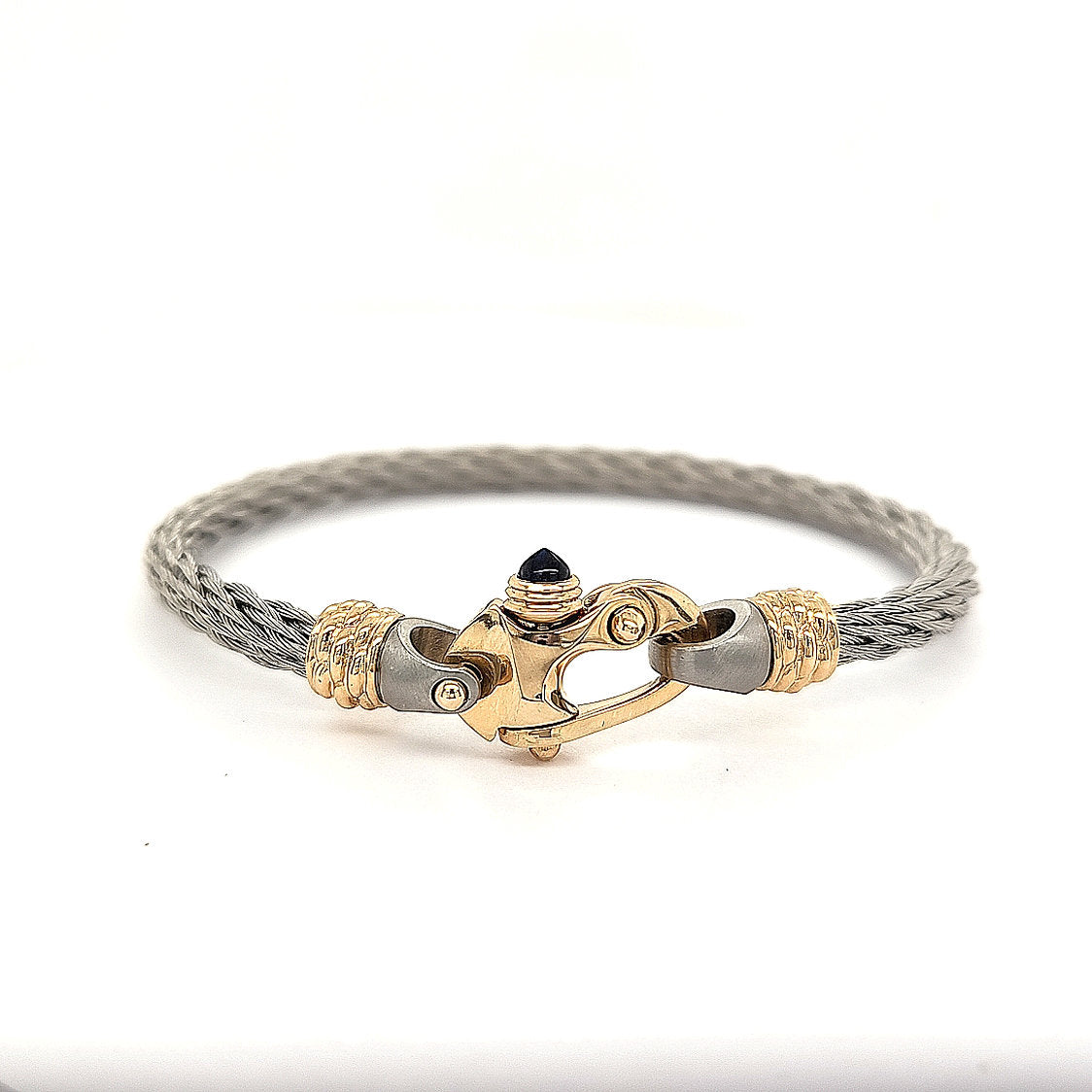 Nouveau Braid® 4.5mm Cable Bracelet with 14KT Gold Mariner's Clasp® and 14KT Ferrules