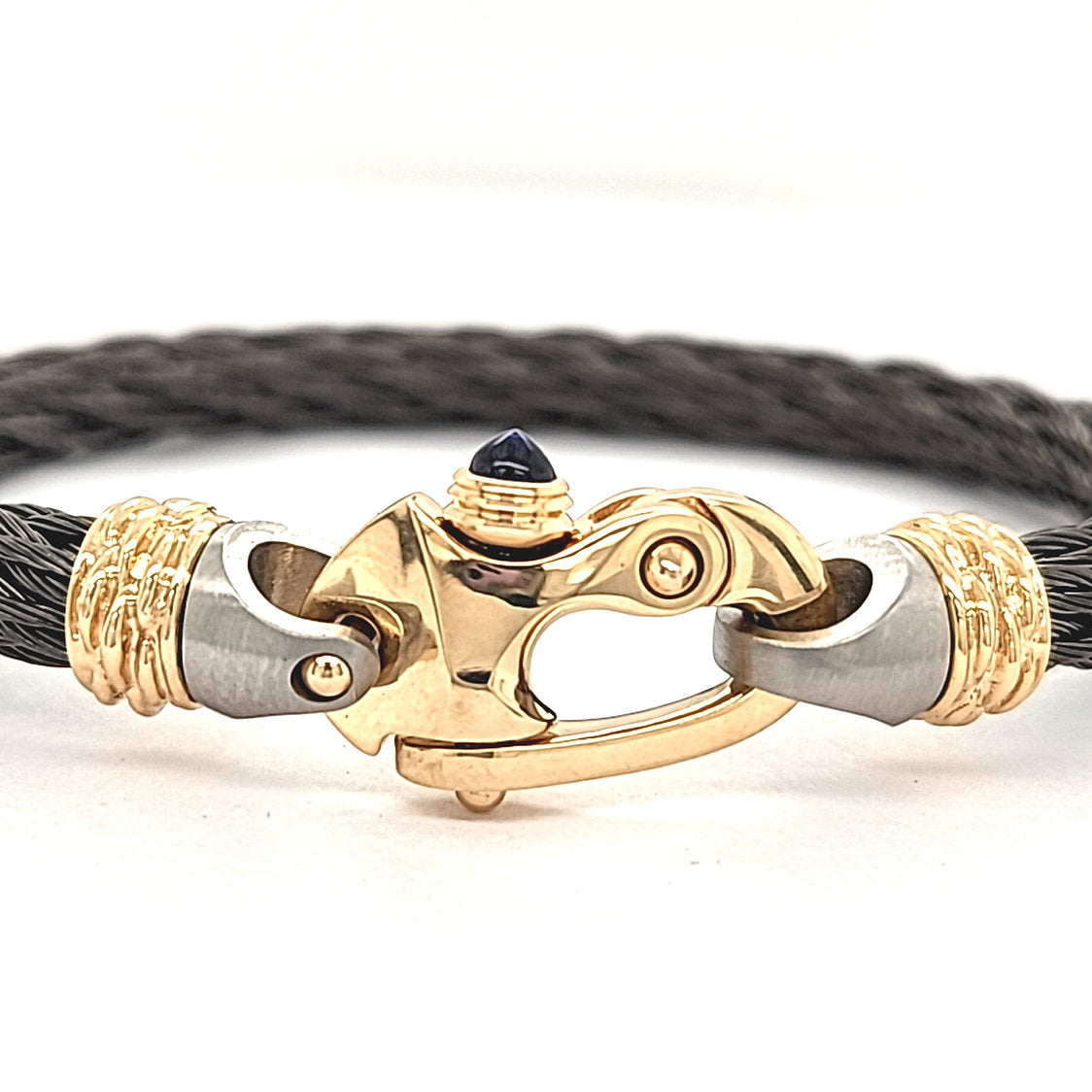 Nouveau Braid® 6.5mm Cable Bracelet with 14KT Gold Mariner's Clasp® and 14KT Ferrules