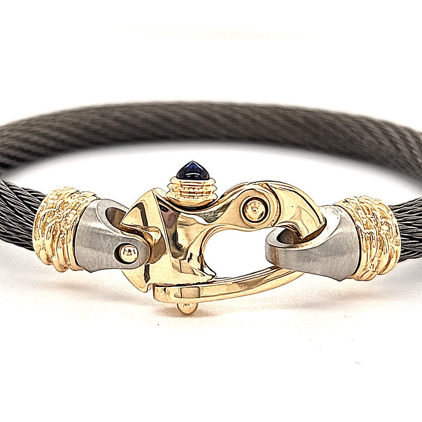Live Wire 6.5mm Cable Bracelet with Gold Mariner's Clasp® and Ferrules