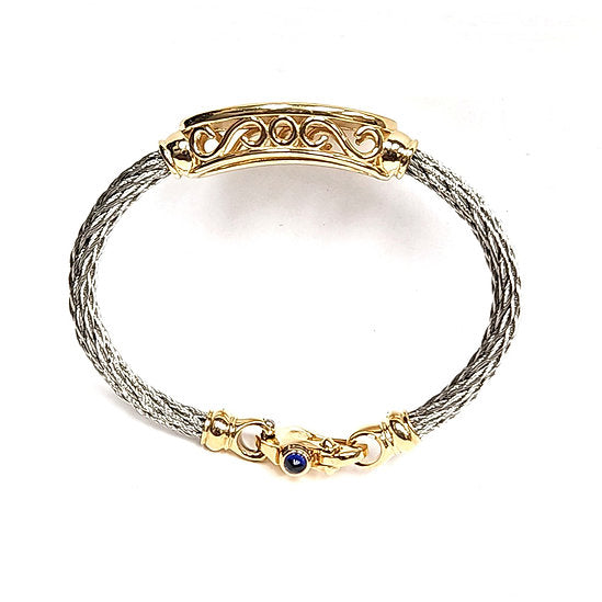 Fairform Flyer 14KyBridge, 4mm Stainless Cable Bracelet w/ Mariner's Clasp®