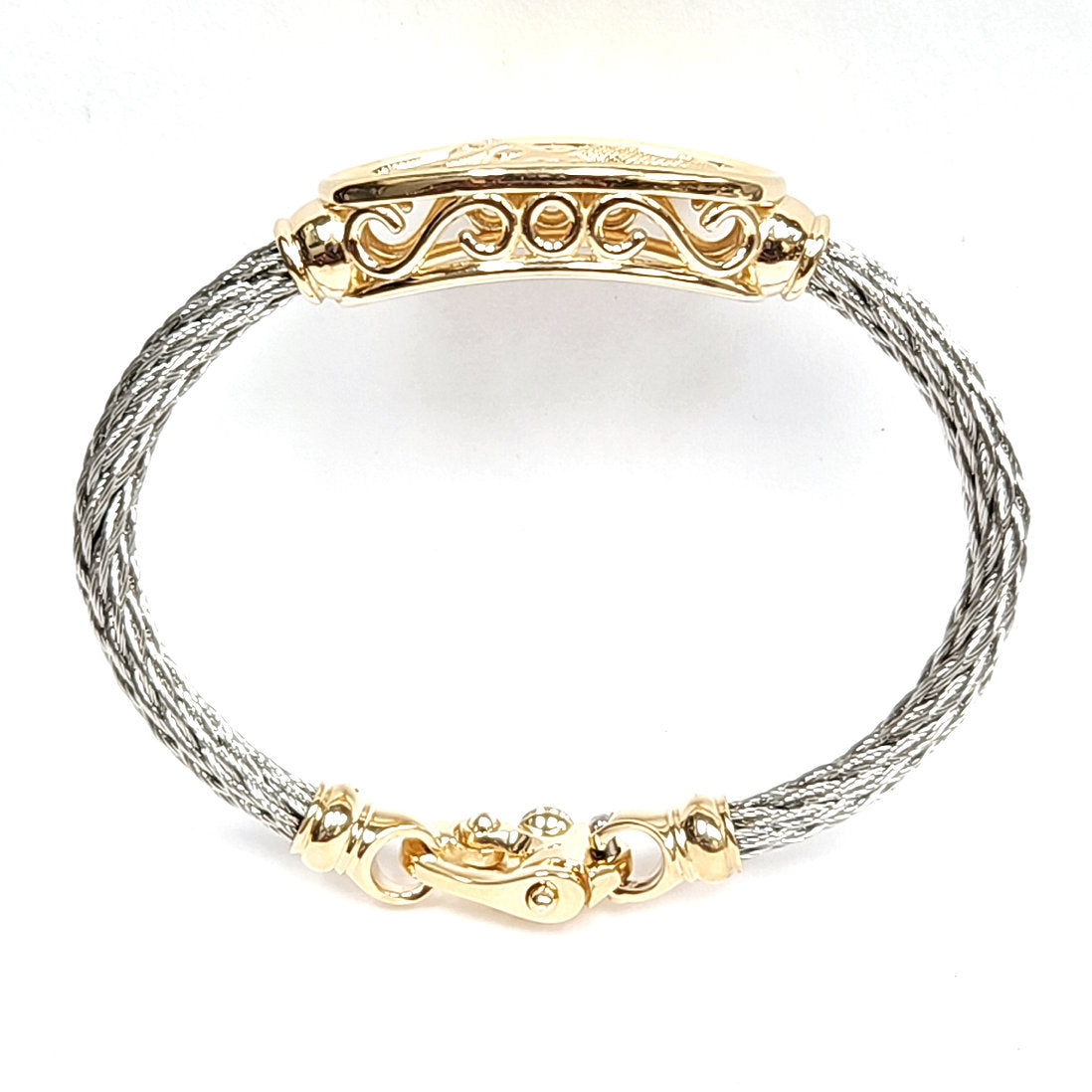 Fairform Flyer 14KyBridge, 4mm Stainless Cable Bracelet w/ Mariner's Clasp®