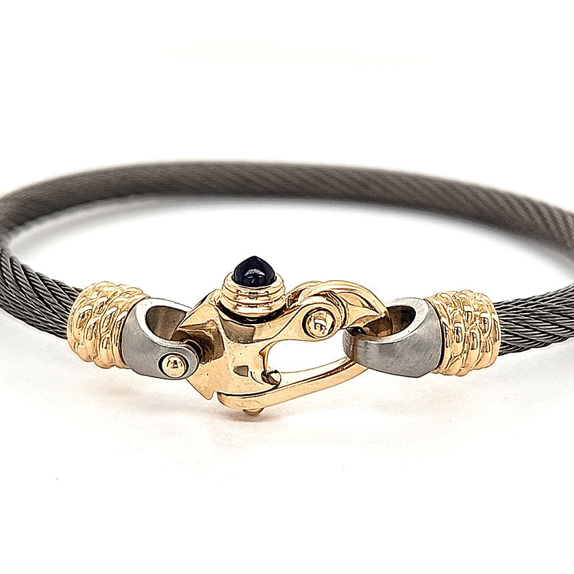 Live Wire 4.5mm Cable Bracelet with 14KY Gold Mariner's Clasp® and 14KY Gold Ferrules