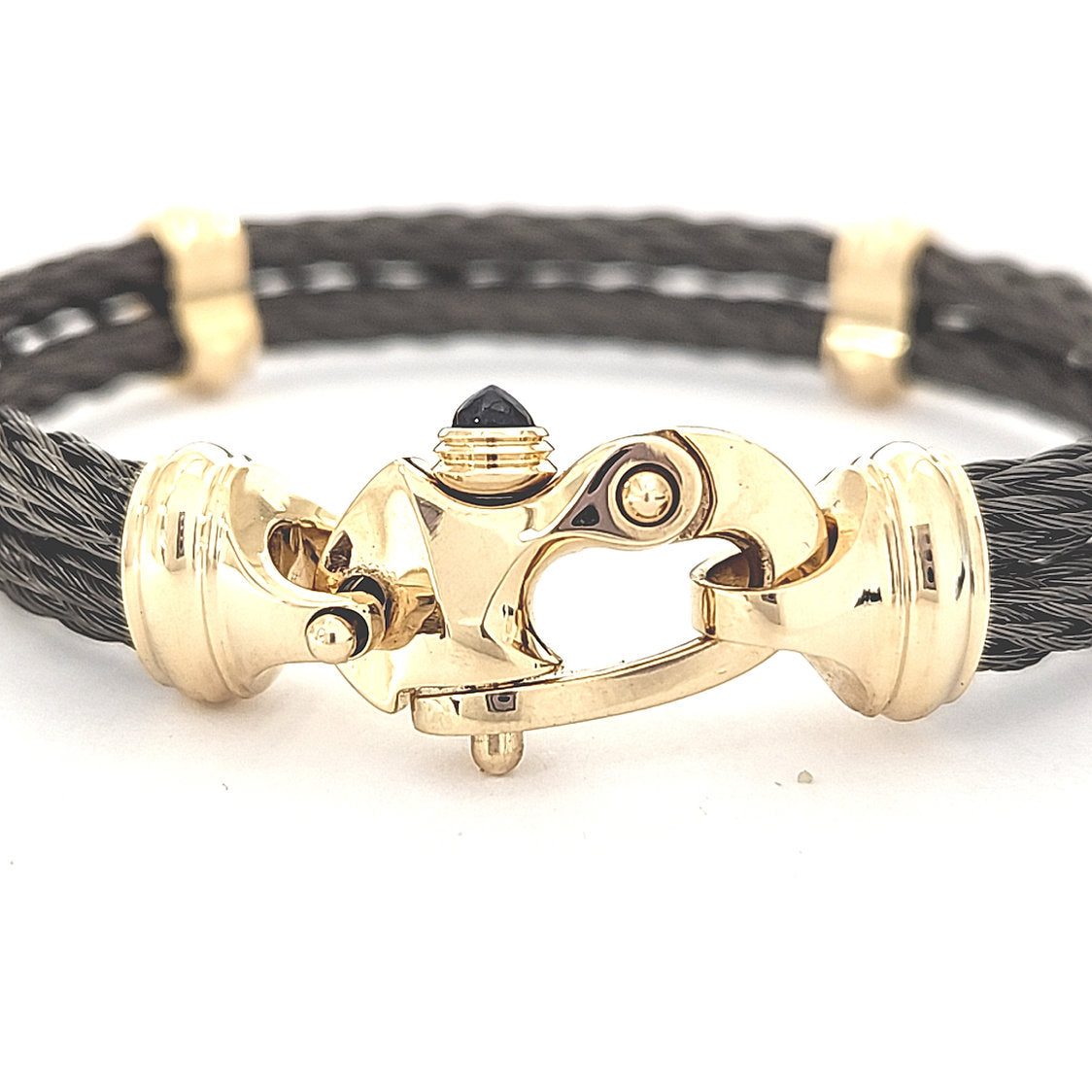 Nouveau Braid® 4.5mm Double Cable Bracelet with 14K Gold Mariner's Clasp® and Caps