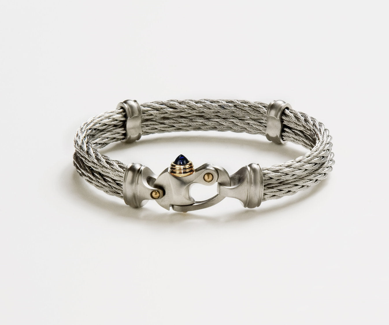 Nouveau Braid® 4.5mm Double Cable Bracelet with Mariner's Clasp® & 14KY Accents