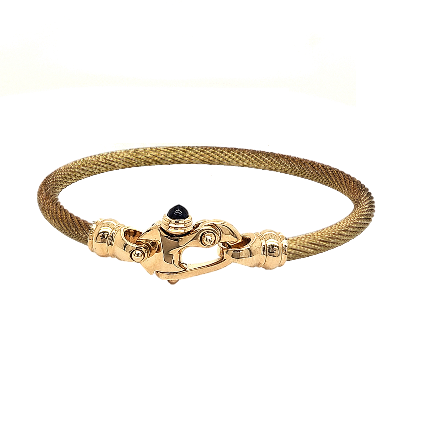 Live Wire 4.5mm Cable Bracelet with 14K Yellow Gold Mariner's Clasp