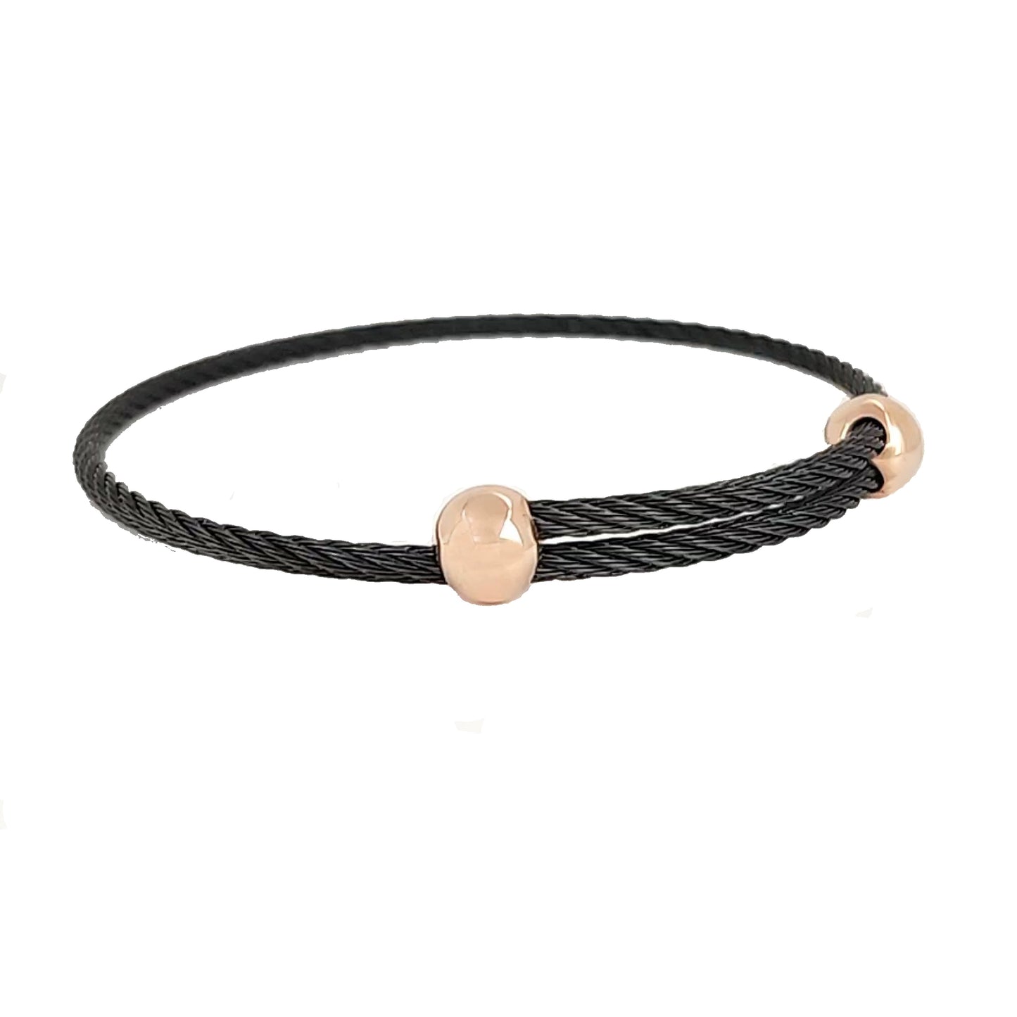 Titanium Memory Shape Cable Bracelet with 14kt Gold Accents