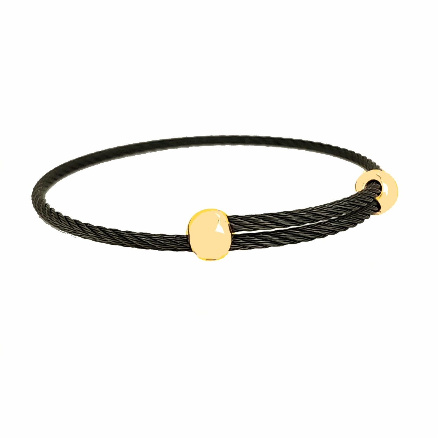 Titanium Memory Shape Cable Bracelet with 14kt Gold Accents