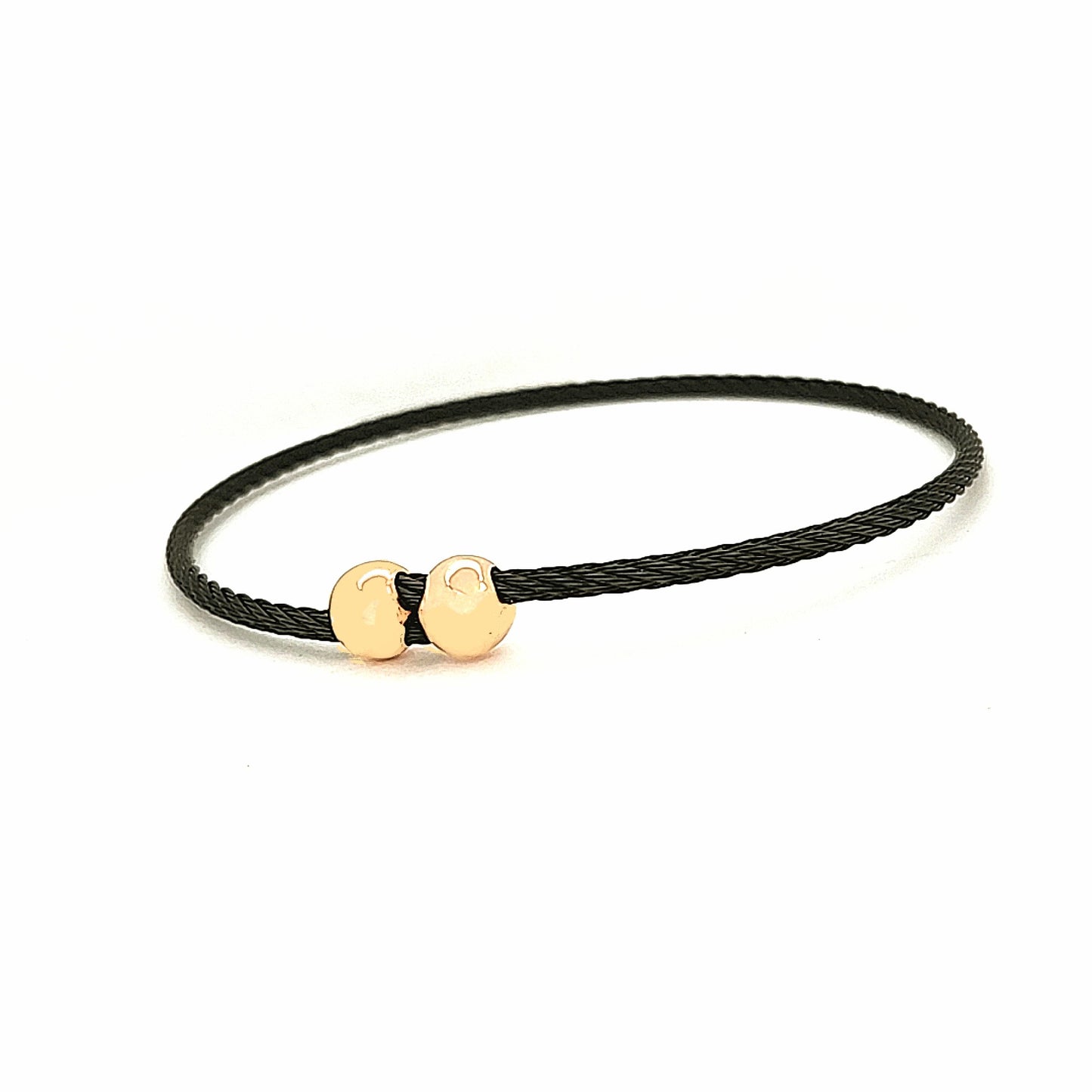 Titanium Memory Shape Cable Bracelet with 14kt Gold Accents