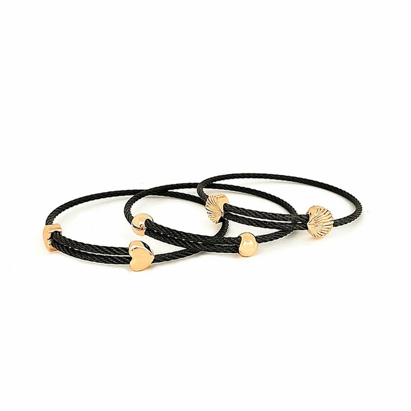 Titanium Memory Shape Cable Bracelet with 14kt Gold Accents