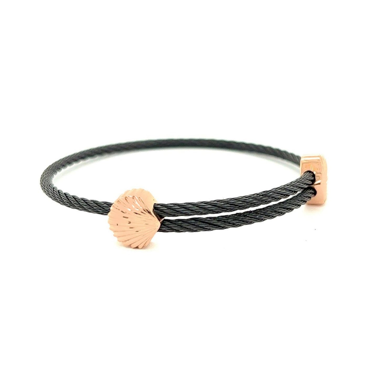 Titanium Memory Shape Cable Bracelet with 14kt Gold Accents