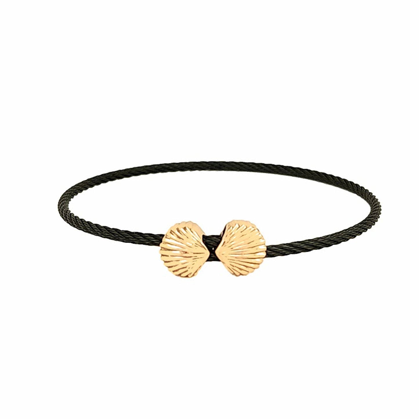 Titanium Memory Shape Cable Bracelet with 14kt Gold Accents