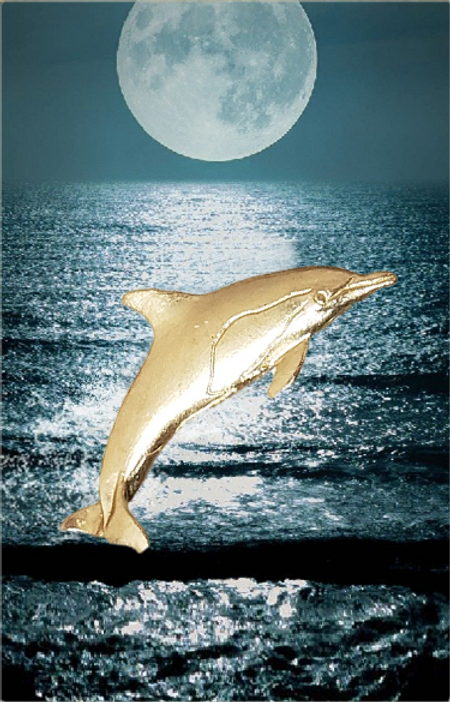 Bronze Dolphin Sculpture Shadow Box