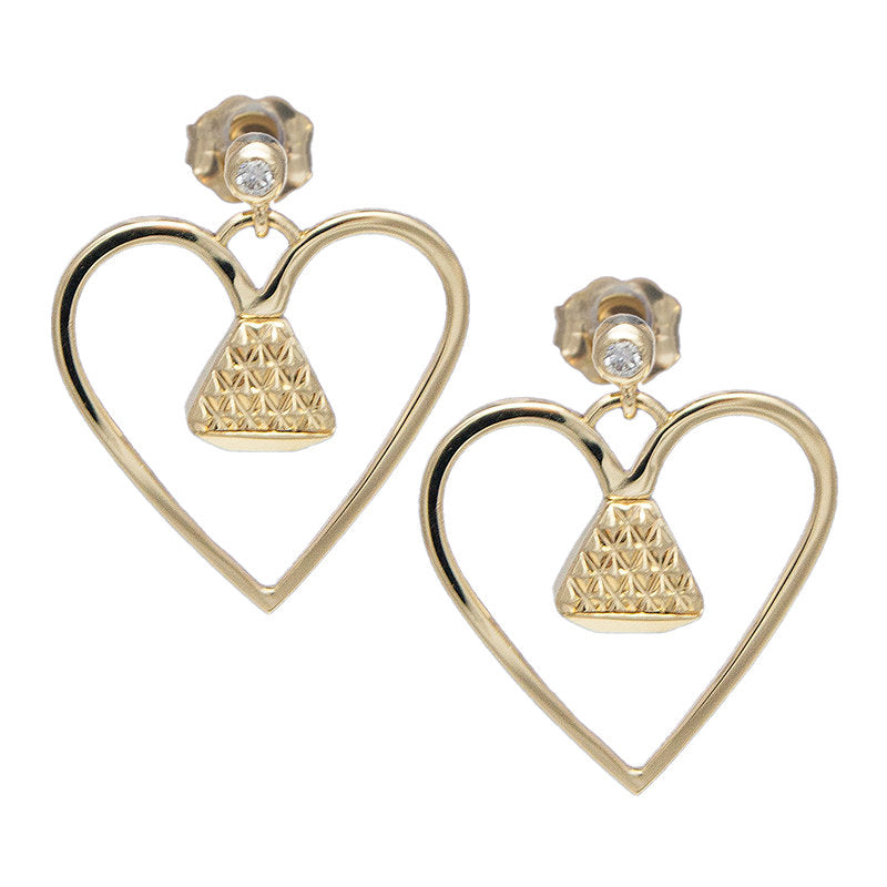 Equine14K .75" Earrings -Gold with Diamonds