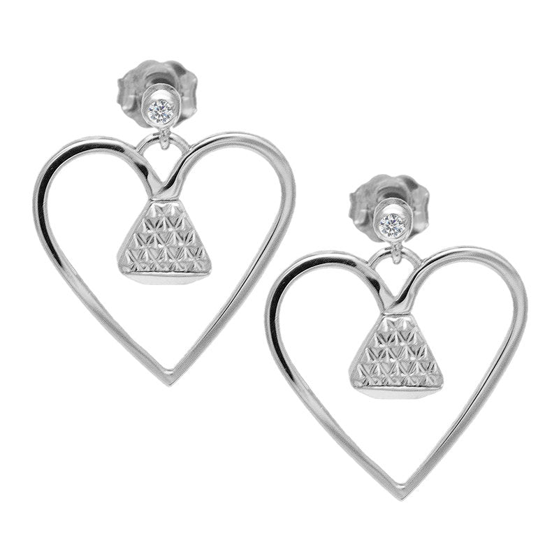 Equine .75" Dangle Earrings with Cubic Zirconia - Silver