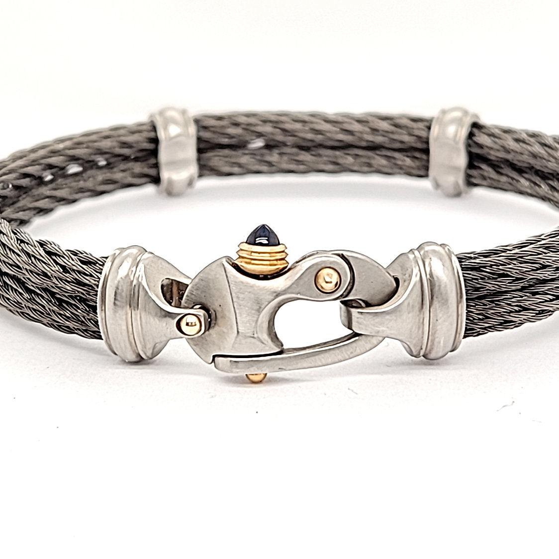 Nouveau Braid® 4.5mm Double Cable Bracelet with Mariner's Clasp® & 14KY Accents