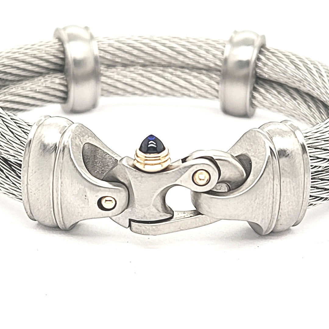 Live Wire 6.5mm Double Cable Bracelet with Mariner's Clasp® & 14KY Accents