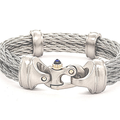 Nouveau Braid® 6.5mm Double Cable Bracelet with Mariner's Clasp® & 14KY Accents