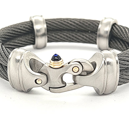 Live Wire 6.5mm Double Cable Bracelet with Mariner's Clasp® & 14KY Accents