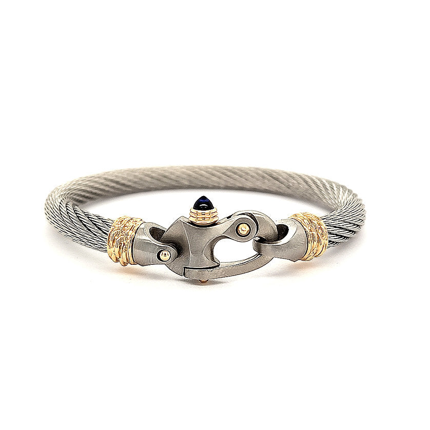 Live Wire 6.5mm Cable Bracelet with Mariner's Clasp® and 14K Gold Ferrules