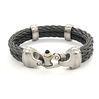 Nouveau Braid® 6.5mm Double Cable Bracelet with Mariner's Clasp® & 14KY Accents