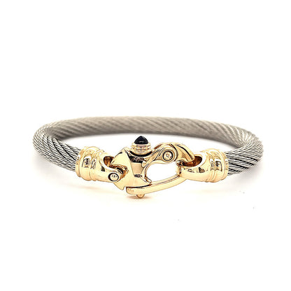 Live Wire 6.5mm Cable Bracelet with 14K Yellow Gold Mariner's Clasp