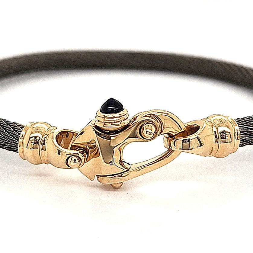 Live Wire 4.5mm Cable Bracelet with 14K Yellow Gold Mariner's Clasp