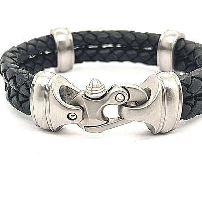 Bolo Braid Double Leather Bracelet with Mariner's Clasp®