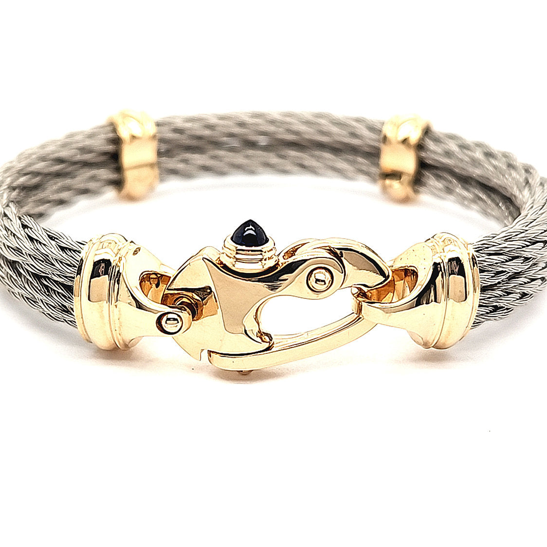 Nouveau Braid® 4.5mm Double Cable Bracelet with 14K Gold Mariner's Clasp® and Caps