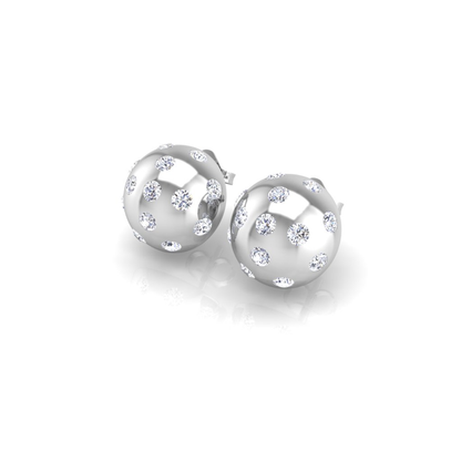 Pickleball Ball Earrings 14kt w/LG Diamonds 1.00CTW or .925 Silver w/CZ, with Posts