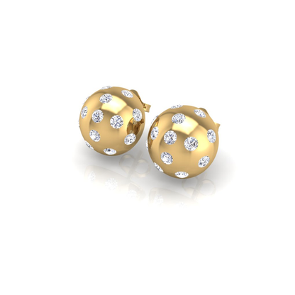 Pickleball Ball Earrings 14kt w/LG Diamonds 1.00CTW or .925 Silver w/CZ, with Posts