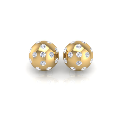 Pickleball Ball Earrings 14kt w/LG Diamonds 1.00CTW or .925 Silver w/CZ, with Posts