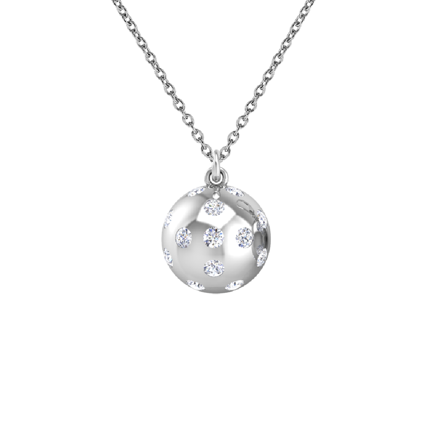 Pickleball Ball Pendant 14kt w/LG Diamonds .25CTW or .925 Silver w/CZ, Chain Included