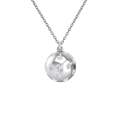 Pickleball Ball Pendant 14kt w/LG Diamonds .50CTW or .925 Silver w/CZ, Chain Included