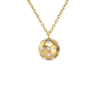 Pickleball Ball Pendant 14kt w/LG Diamonds .50CTW or .925 Silver w/CZ, Chain Included