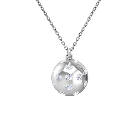 Pickleball Ball Pendant 14kt w/LG Diamonds .75CTW or .925 Silver w/CZ, Chain Included