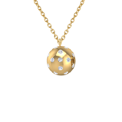 Pickleball Ball Pendant 14kt w/LG Diamonds 1.00CTW or .925 Silver w/CZ, Chain Included