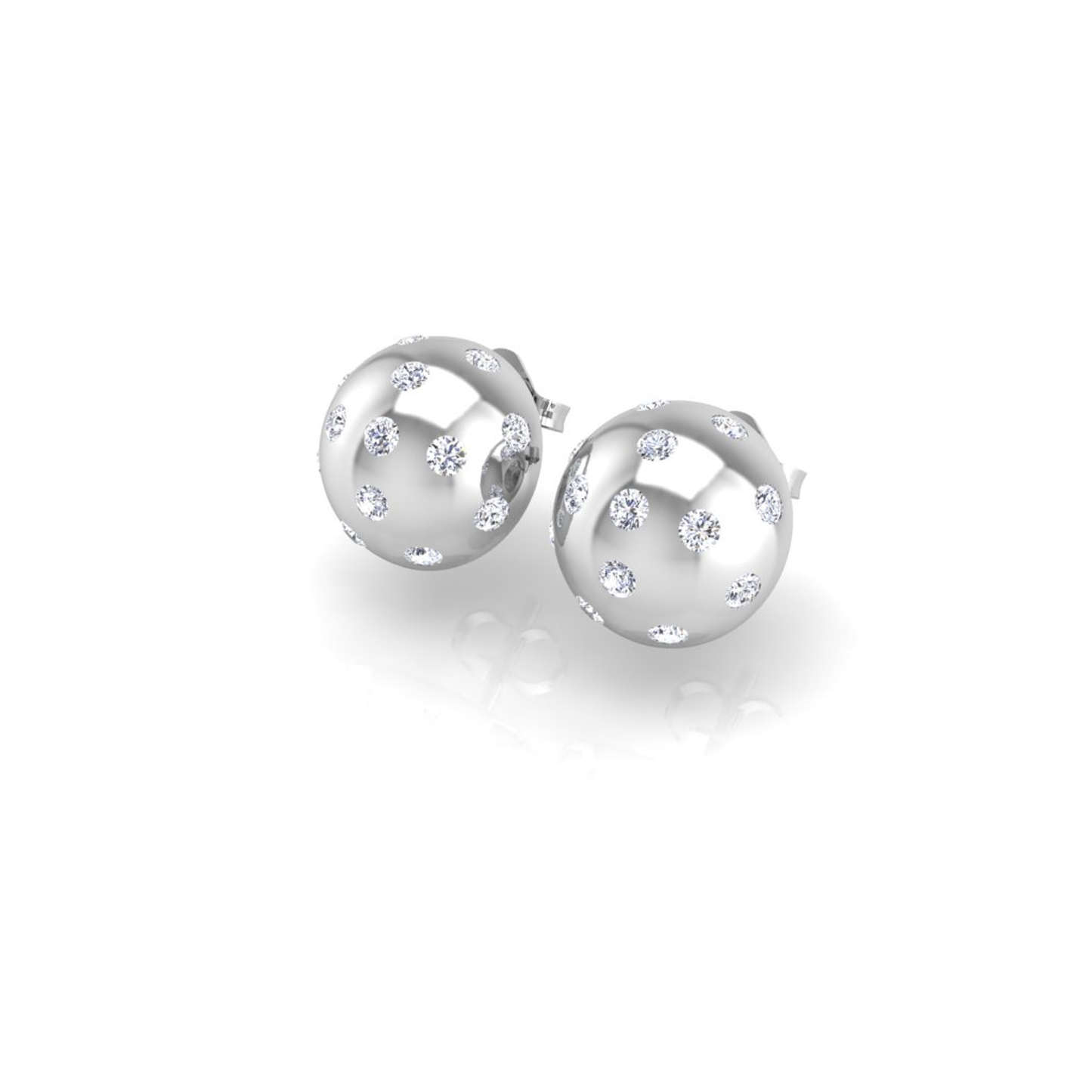 Pickleball Ball Earrings 14kt w/LG Diamonds 0.50CTW or .925 Silver w/CZ, with posts