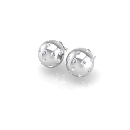 Pickleball Ball Earrings 14kt w/LG Diamonds 0.50CTW or .925 Silver w/CZ, with posts