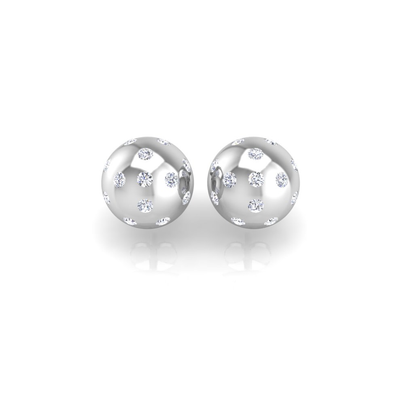 Pickleball Ball Earrings 14kt w/LG Diamonds 0.50CTW or .925 Silver w/CZ, with posts
