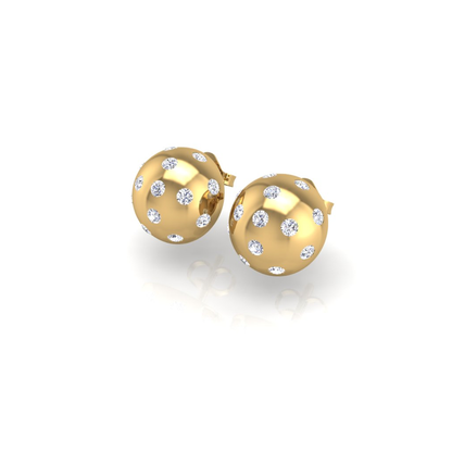 Pickleball Ball Earrings 14kt w/LG Diamonds 0.50CTW or .925 Silver w/CZ, with posts