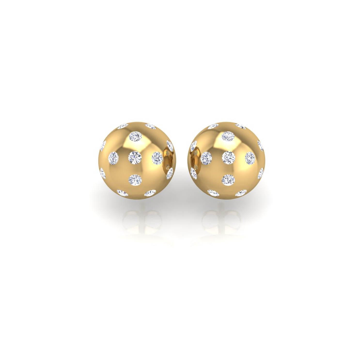 Pickleball Ball Earrings 14kt w/LG Diamonds 0.50CTW or .925 Silver w/CZ, with posts