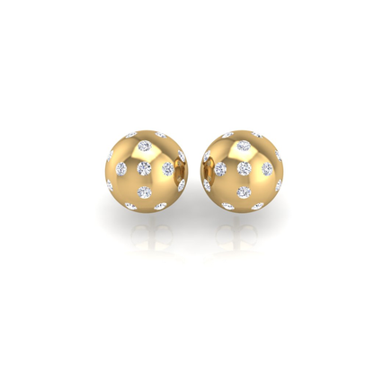 Pickleball Ball Earrings 14kt w/LG Diamonds 0.50CTW or .925 Silver w/CZ, with posts