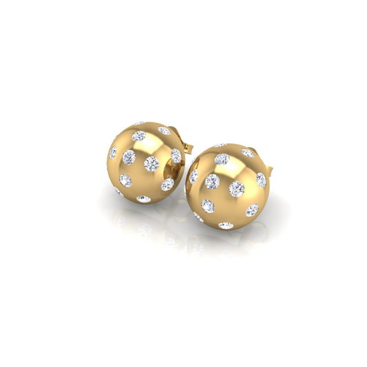 Pickleball Ball Earrings 14kt w/LG Diamonds 0.75CTW or .925 Silver w/CZ, w/Posts