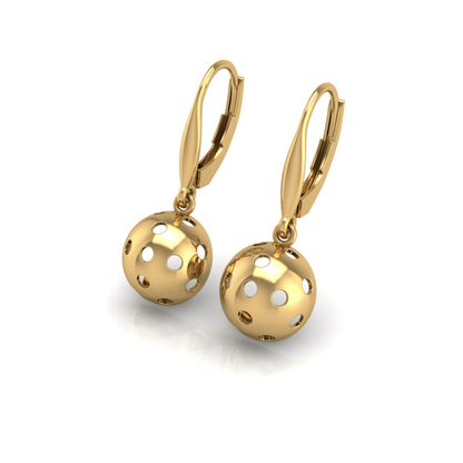 Pickleball Ball Earrings 10mm Half Round w/Lever Backs